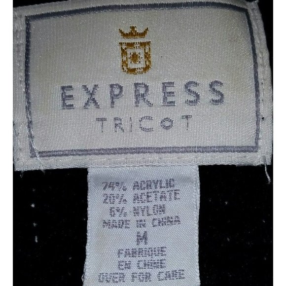 Black velour jacket sweater Medium EXPRESS TRICOT long sleeve button cardigan - Picture 9 of 9